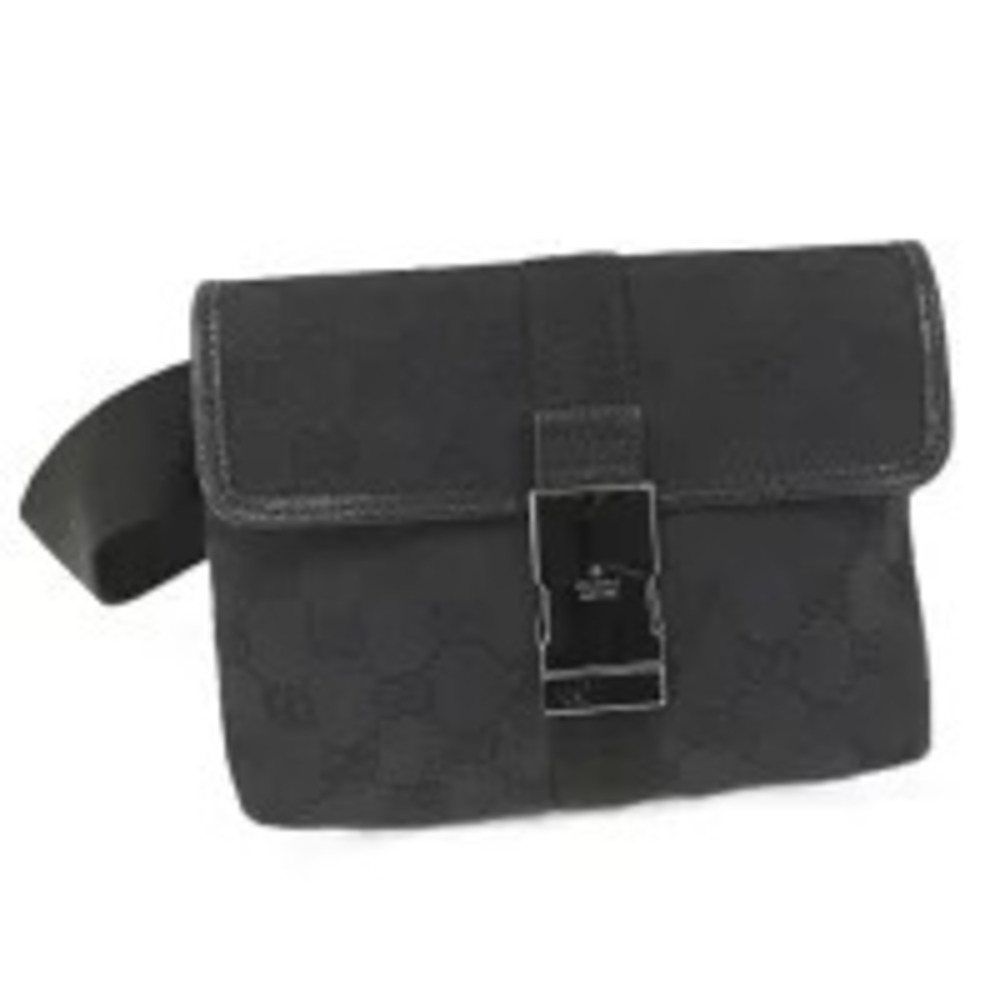 Gucci GG Canvas Waist Bag black flap front buckle waist Black
